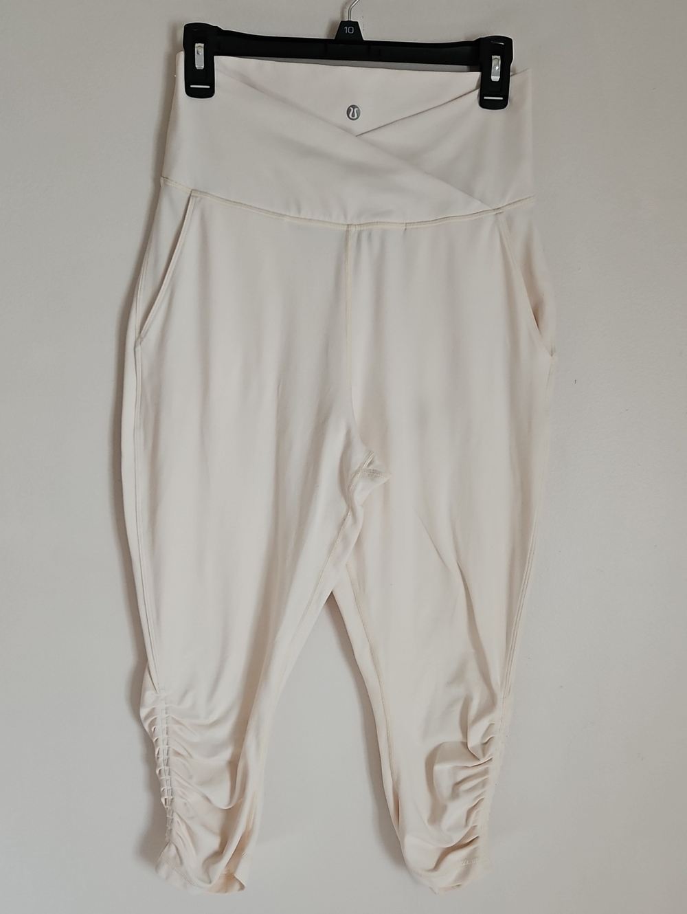 Lululemon Athletica Sunset Salutation Luon Crop Legging Foldover Waist Cream 8
